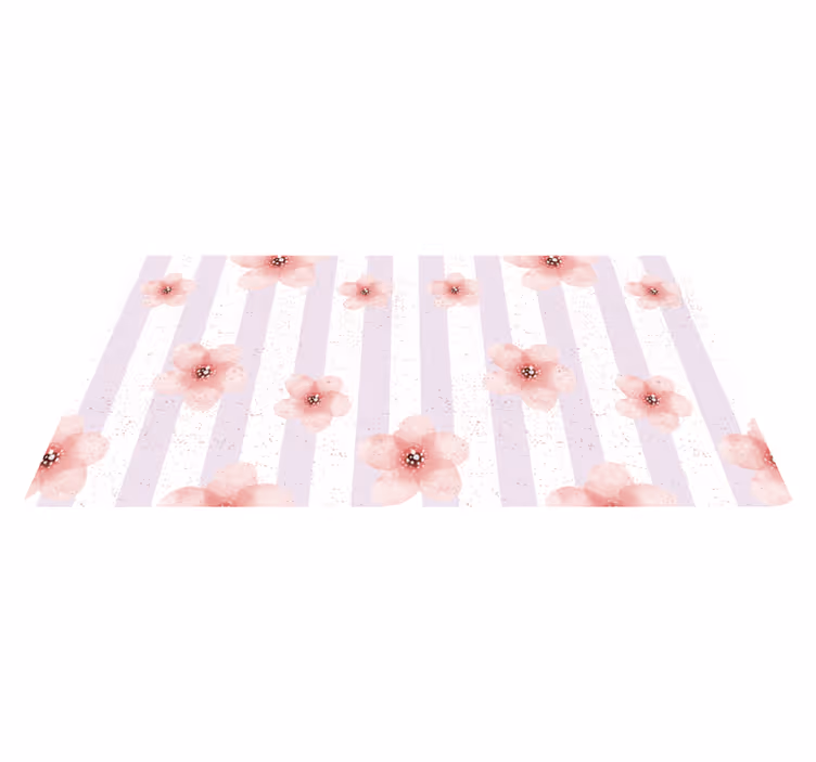 Rosa striper vinyl teppe blomster og planter - Tenstickers