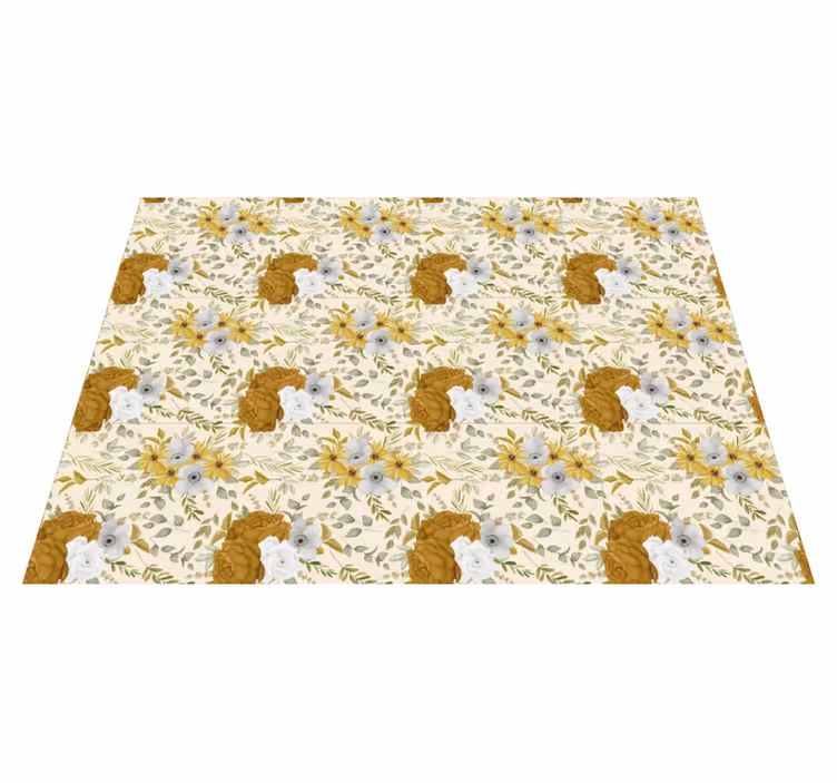 Botanisk bladrikt design vinyl teppe blomster og planter - Tenstickers