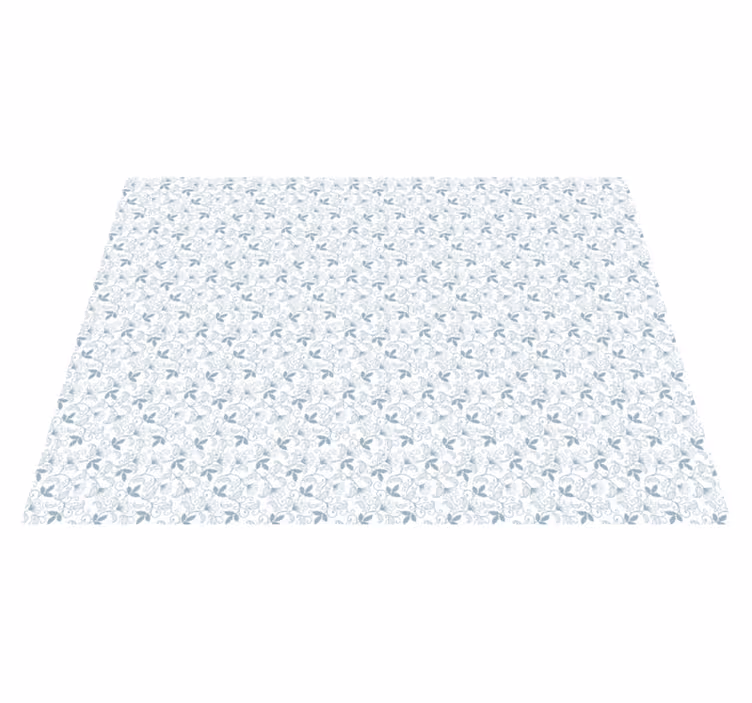 Blå og hvit floral grandmillenial stil vinyl teppe blomster og pl - Tenstickers