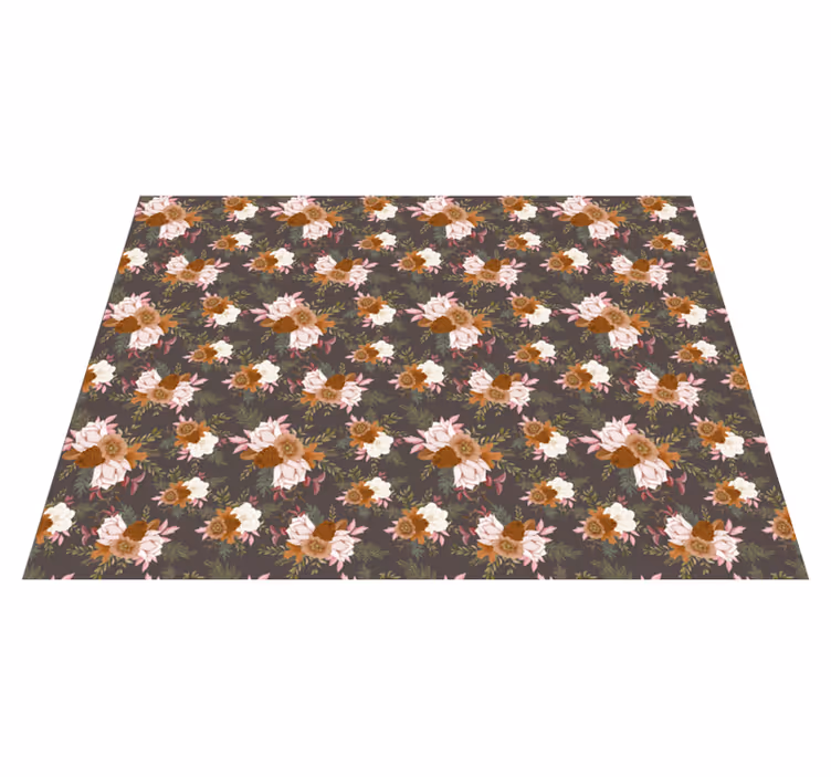 Blomstermønster eleganse vinyl teppe blomster og planter - Tenstickers