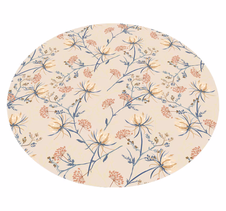 Botanisk blomst overflate vinyl teppe blomster og planter - Tenstickers