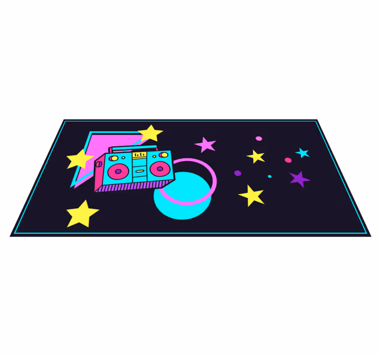 Fargerik boombox-grafikk vinyl teppe vintage - Tenstickers
