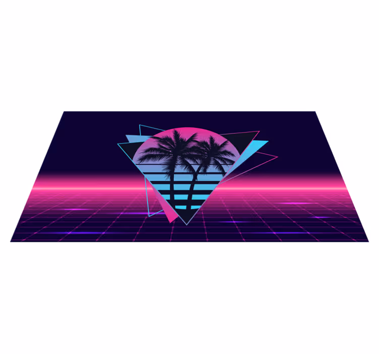 Palmetre i vaporwave-stil vinyl teppe vintage - Tenstickers