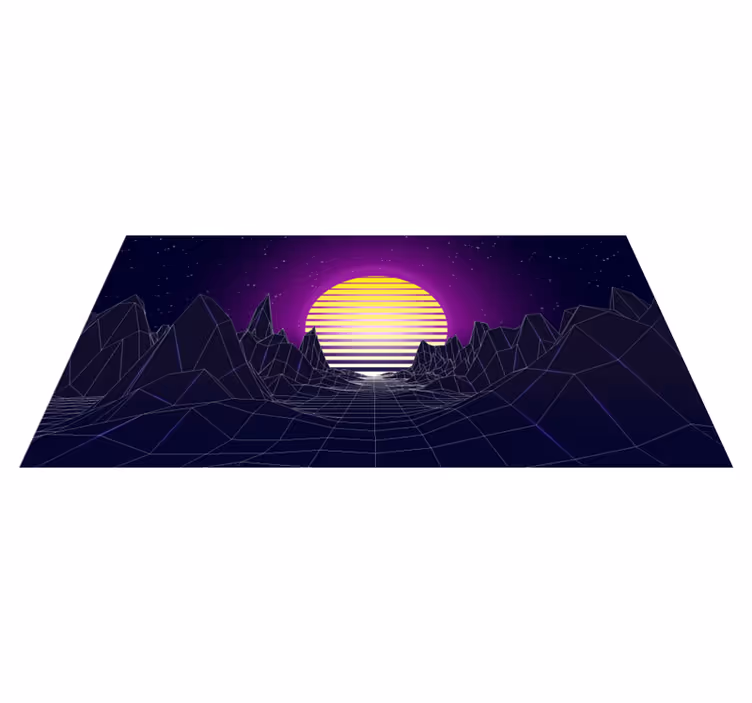 Retro futuristisk landskap vinyl teppe moderne - Tenstickers