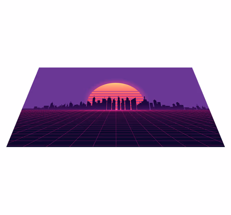 Vaporwave solnedgang 80-tallsstil vinyl teppe vintage - Tenstickers