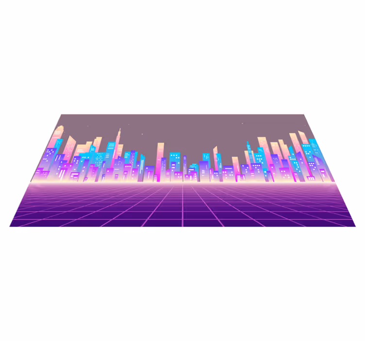 Neon bybildehorisont vinyl teppe moderne - Tenstickers