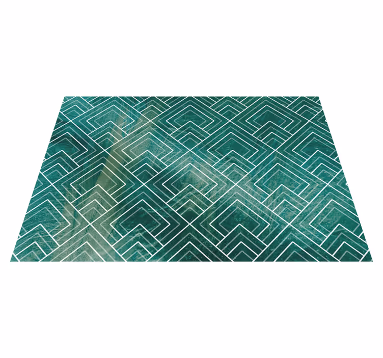 Geometrisk grønn chevron vinyl teppe hydraulisk - Tenstickers