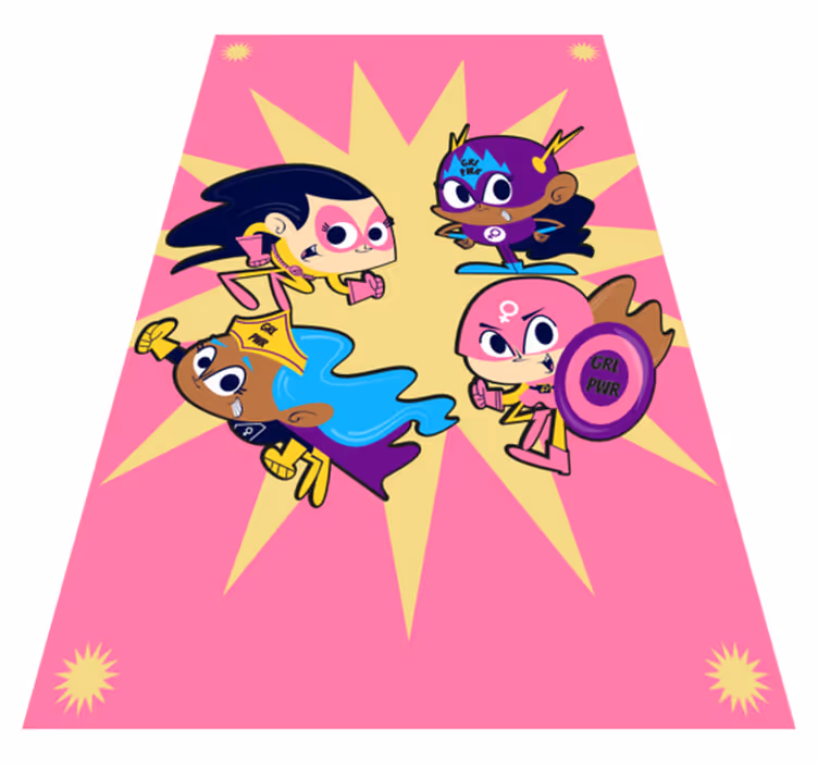 Flere kvinnelige superhelter Vinyl teppe flere barn - Tenstickers
