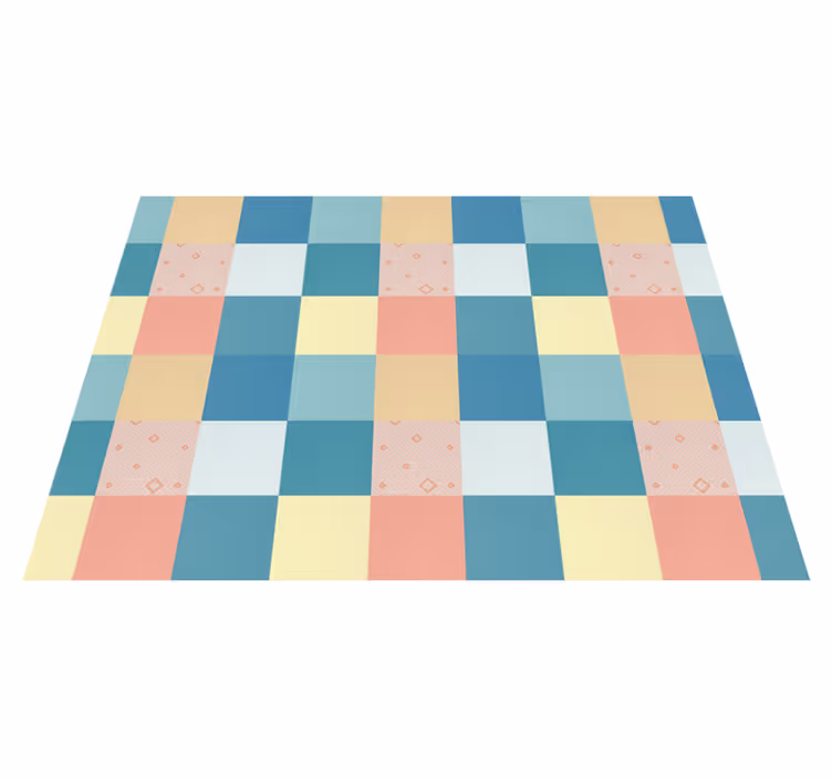 Patchwork fargerikt retro mønster vinyl teppe geometrisk - Tenstickers