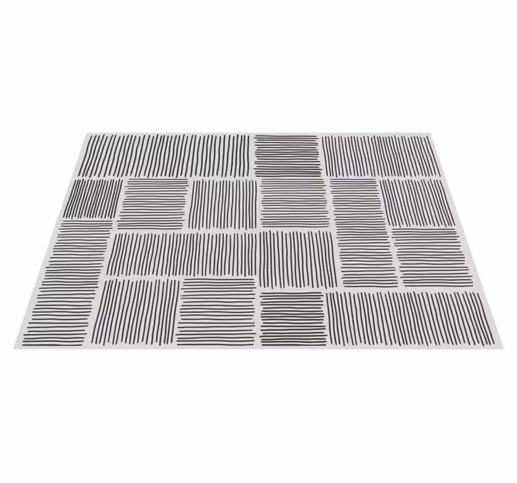 Linjer svart og hvit mid-century stil vinyl teppe moderne - Tenstickers