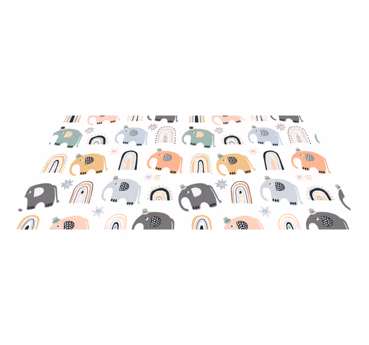 Sjarmerende elefantparade baby vinylteppe - Tenstickers