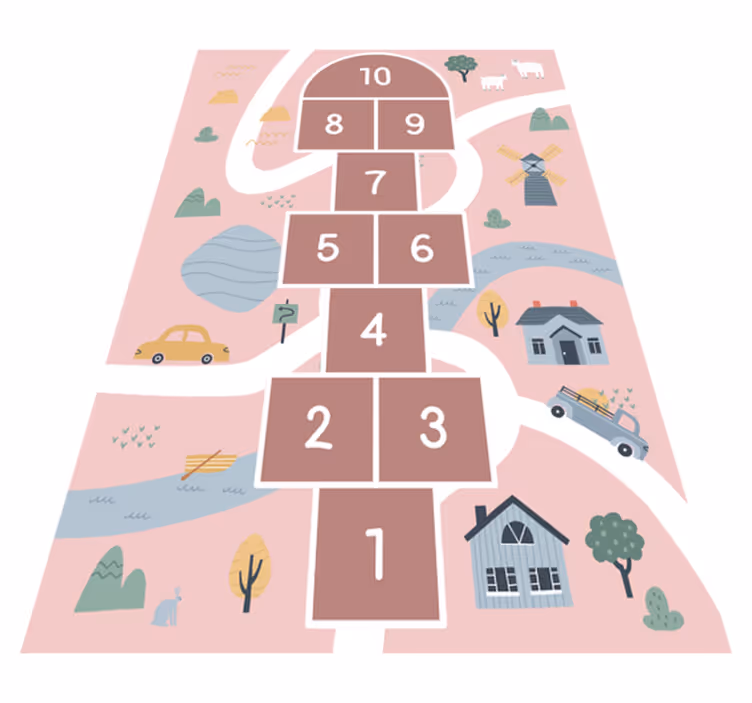 Hopscotch rosa vei vinyl teppe baby - Tenstickers