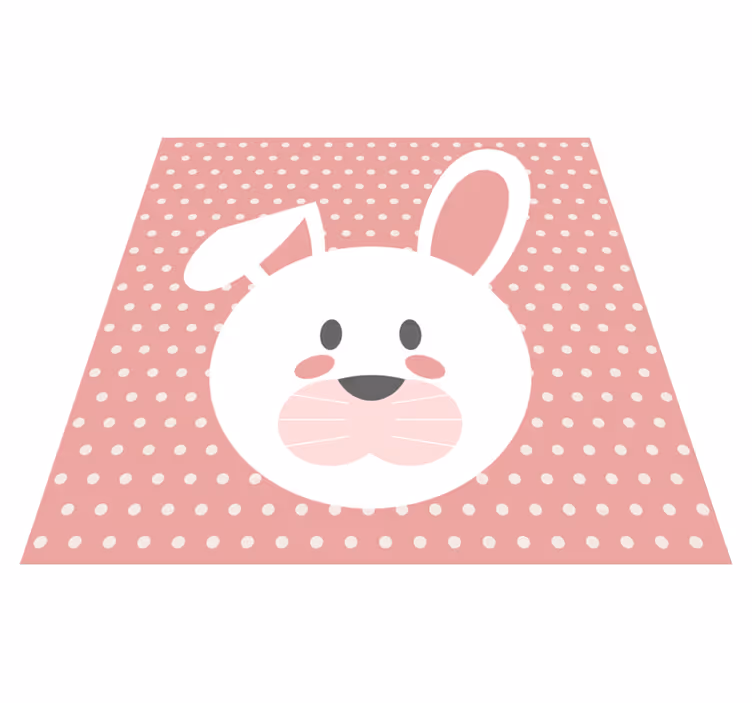 Hvit kanin rosa bakgrunn vinyl teppe baby - Tenstickers