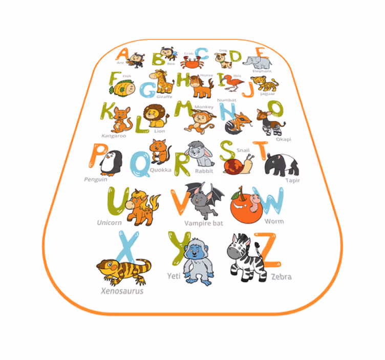 Alfabetet dyr pedagogisk alfabet vinylteppe - Tenstickers