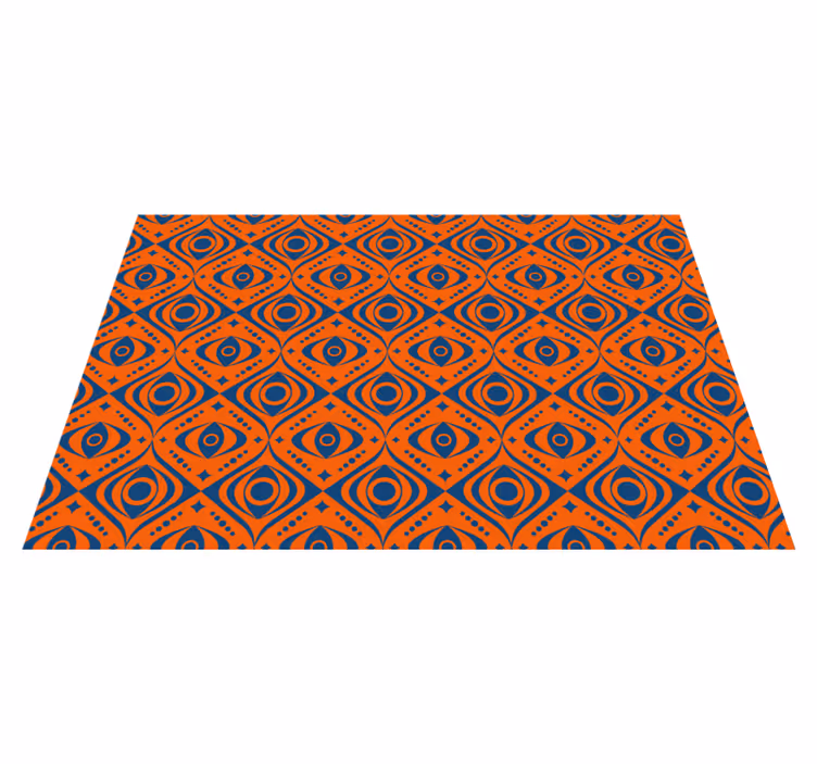 Original 70-talls oransje og blå design vinyl teppe stue - Tenstickers