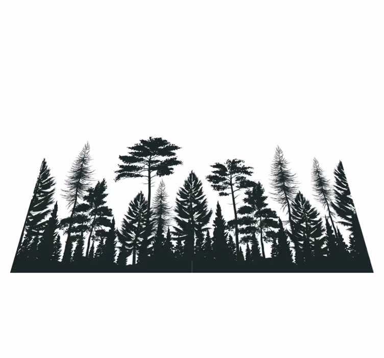 Silhuett av skog natur vinyl teppe - Tenstickers