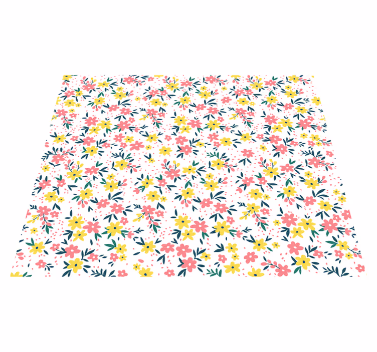 Blomsteravtrykk 'ifuru' hvit vinyl teppe blomster og planter - Tenstickers