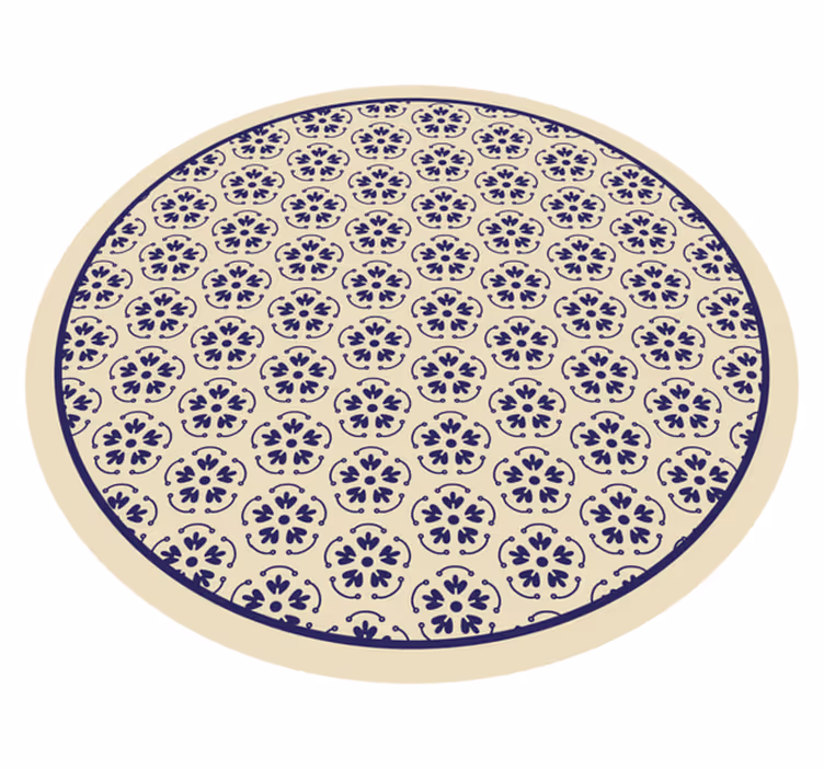 Sirkulært mosaikkmønster vinyl teppe blomster og planter - Tenstickers