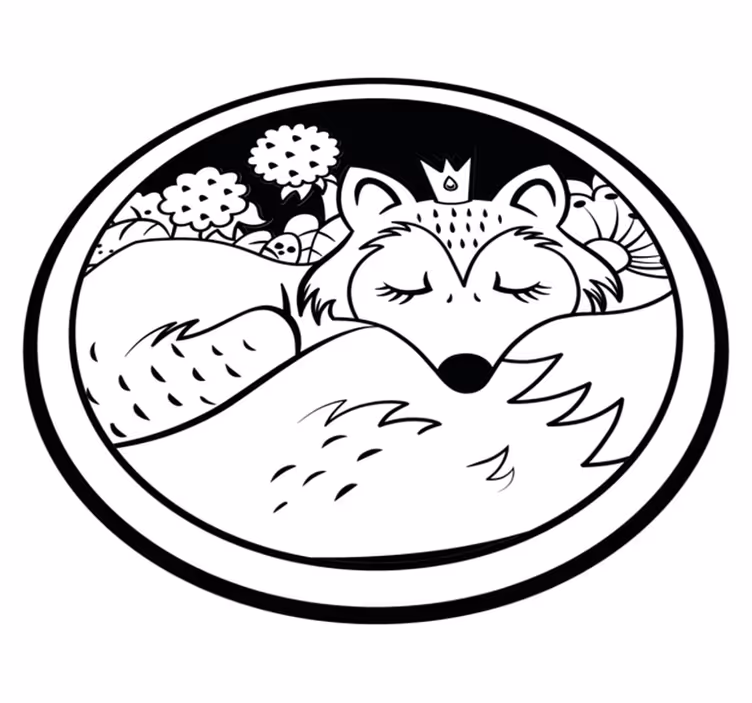 Sovende rev sirkel vinyl teppe dyr - Tenstickers