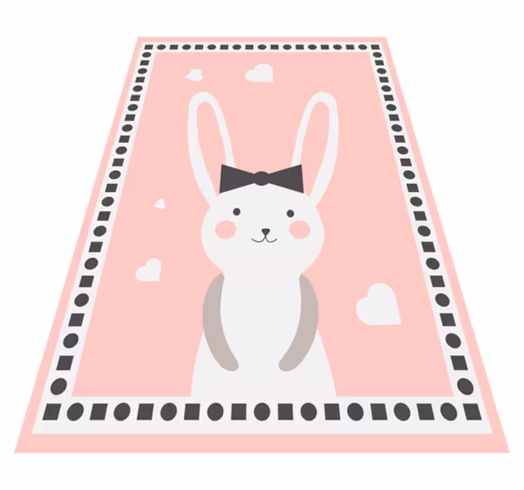 Kanin med slips og hjerter vinyl teppe baby - Tenstickers