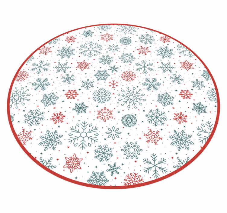 Snøfnugg rundell Jul vinyl teppe - Tenstickers