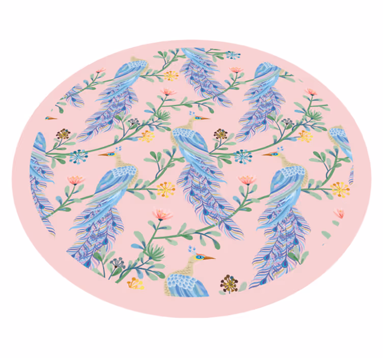 Fjærkledde planteekstrakter vinyl teppe blomster og planter - Tenstickers