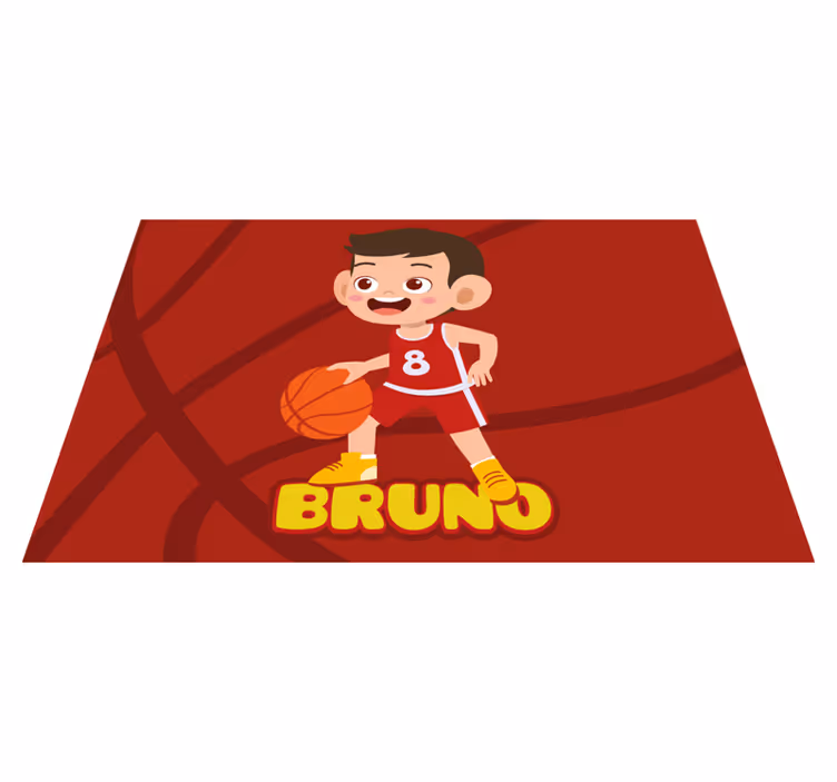 Basketball karakter vinyl teppe med navn - Tenstickers
