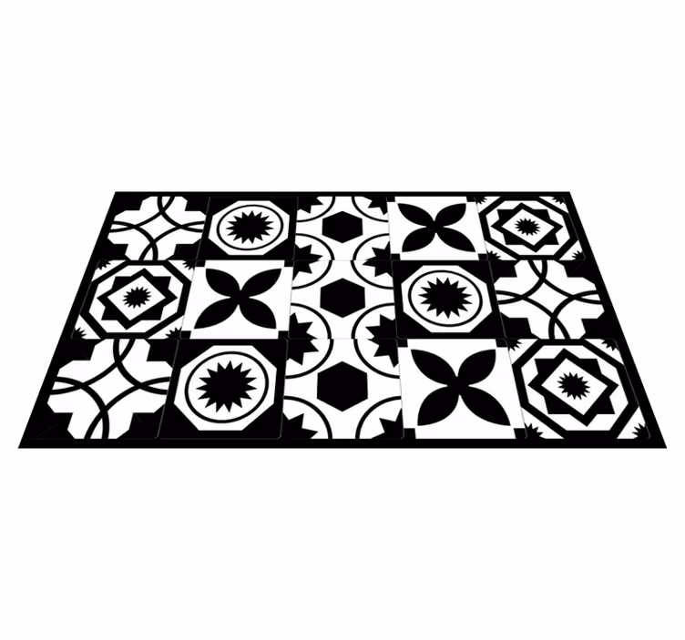 Svart og hvit klassisk design vinyl teppe hydraulisk - Tenstickers