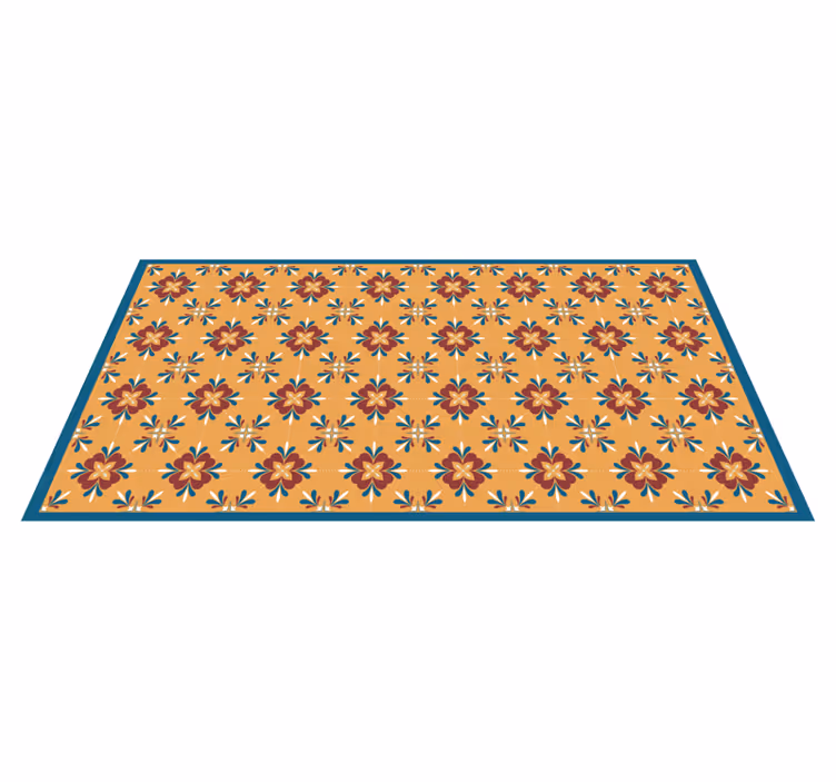 Fargerike klassiske geometriske blomster vinyl teppe hydraulisk - Tenstickers