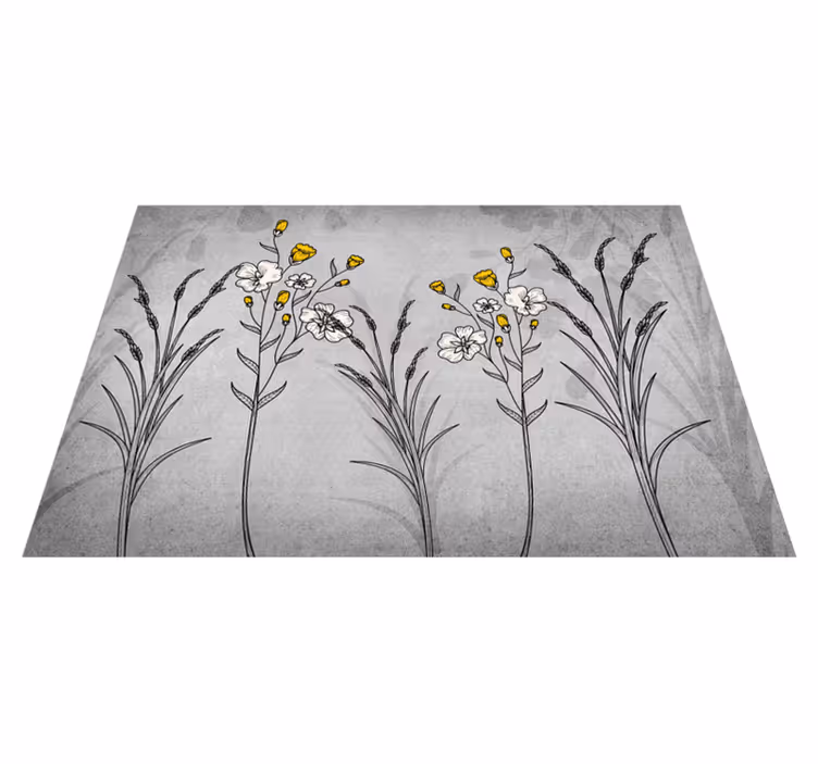 Blomsterskissedetalj vinyl teppe blomster og planter - Tenstickers