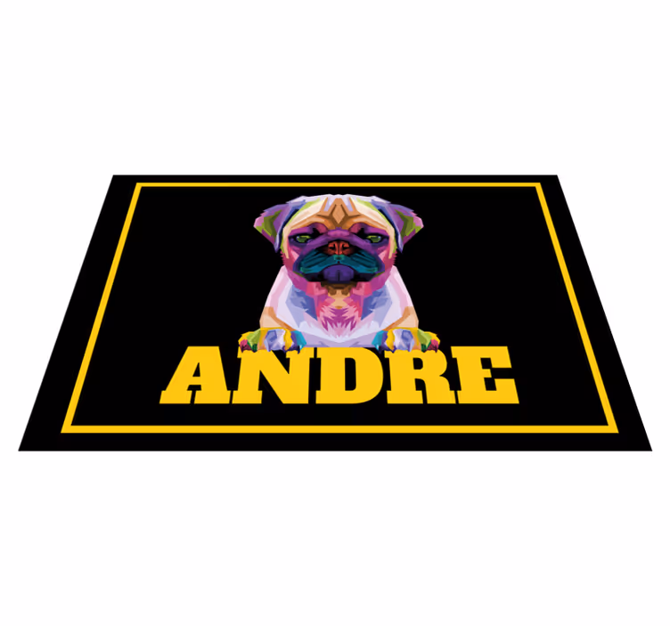Geometriske-dyr søt hund vinyl teppe med navn - Tenstickers