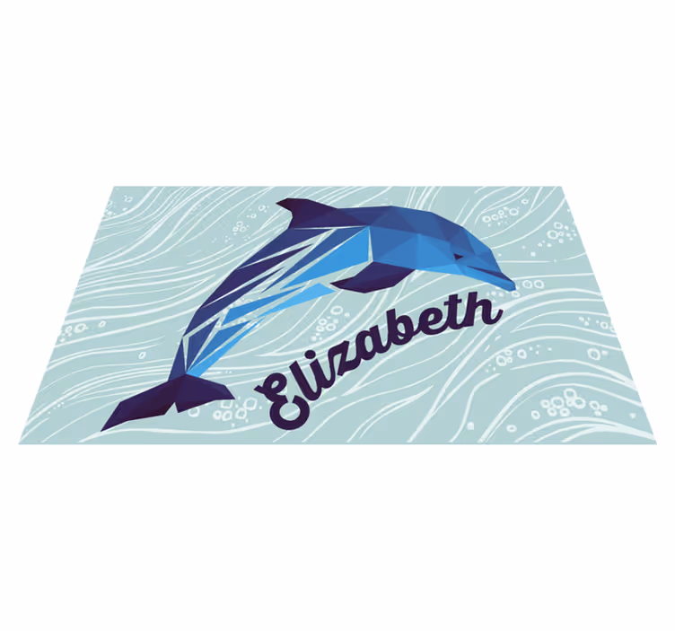 Geometriske-dyr fin delfin vinyl teppe med navn - Tenstickers