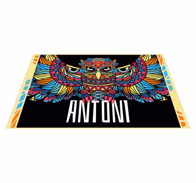 Fargerik ugletilpasning vinyl teppe med navn - Tenstickers