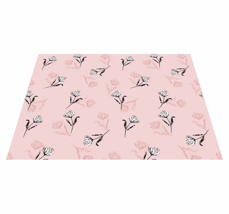 Floral rosa bakgrunn vinyl teppe blomster og planter - Tenstickers