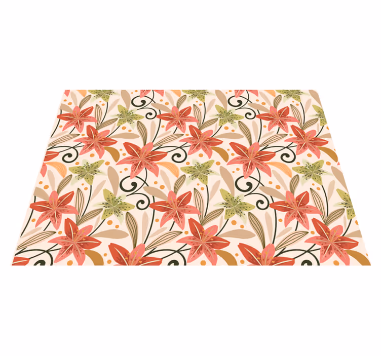 Floral virvelmønster vinyl teppe blomster og planter - Tenstickers