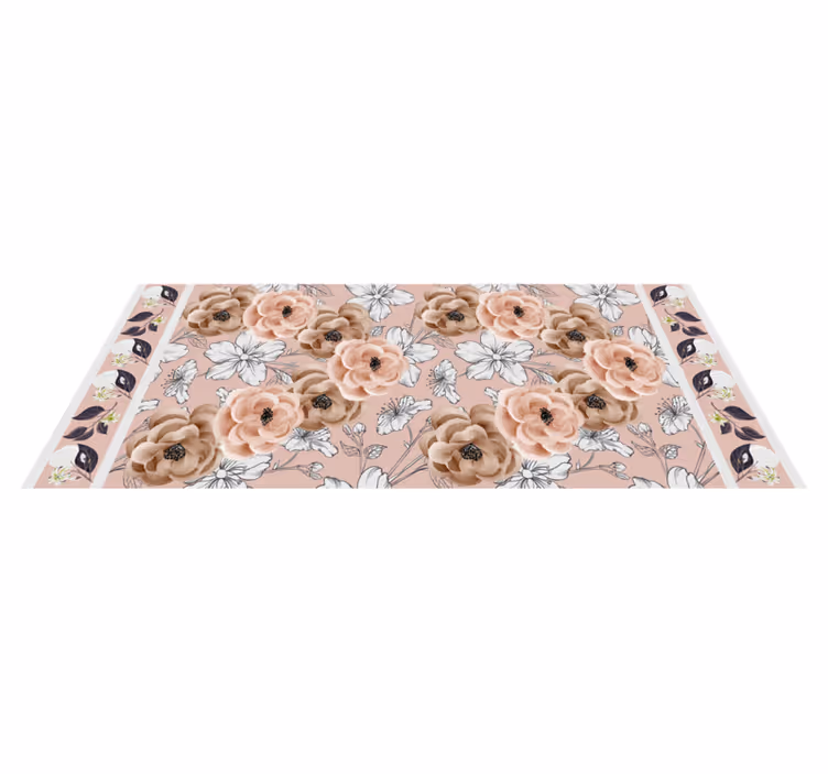 Floral botanisk eleganse vinyl teppe blomster og planter - Tenstickers