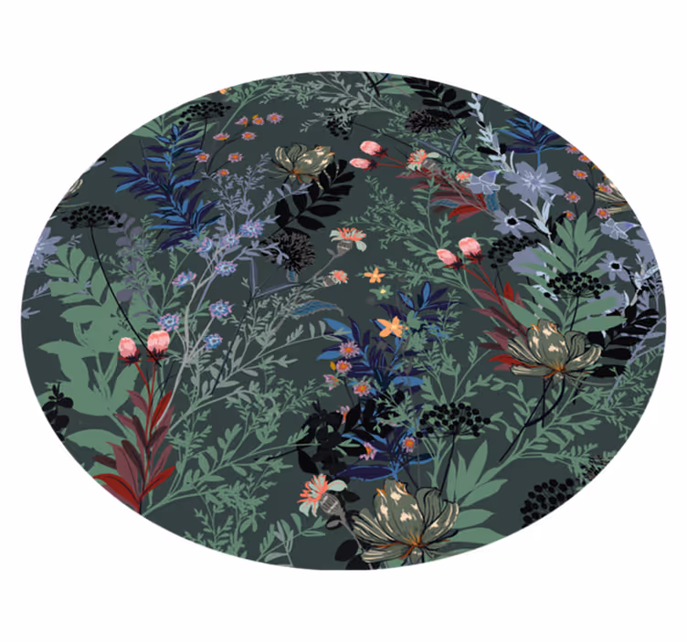Botanisk motiv vinyl teppe blomster og planter - Tenstickers