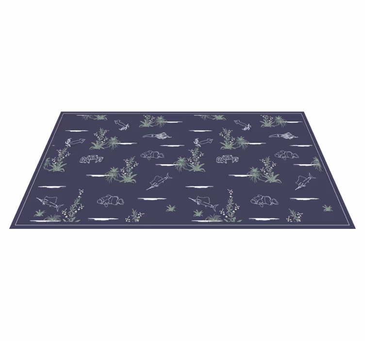 Mørke farger planter mønster vinyl teppe blomster og planter - Tenstickers