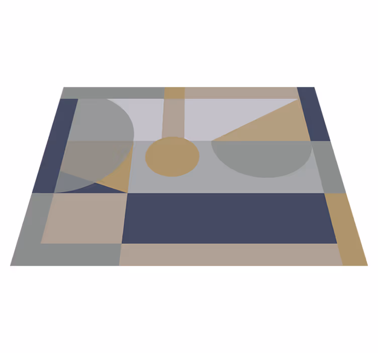Grå og brun med kanter vinyl teppe geometrisk - Tenstickers