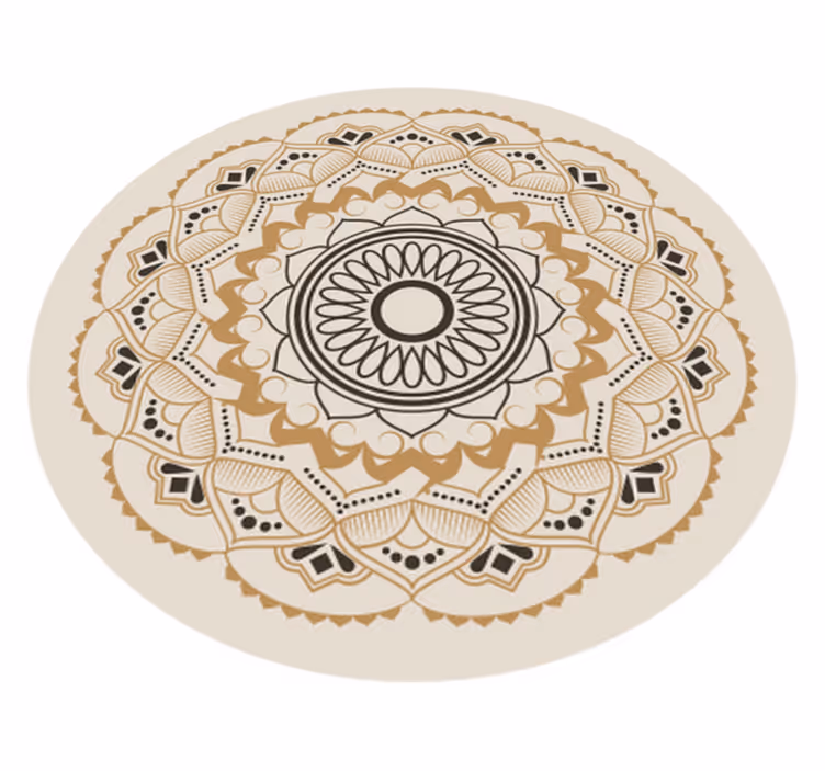 Beige mandala sirkulær design vinyl teppe - Tenstickers