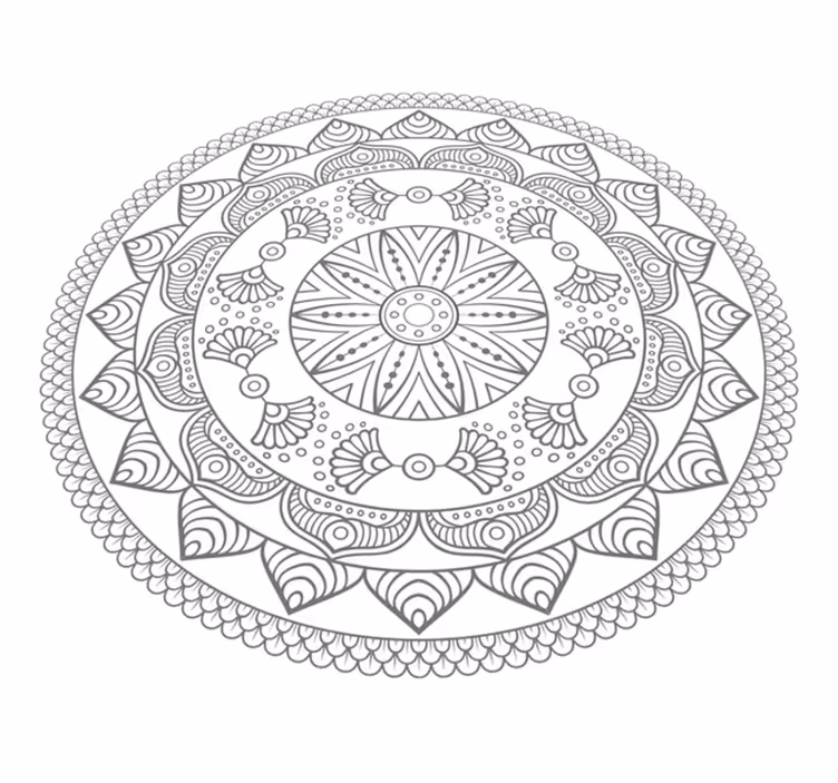 Geometrisk grå trekantmønster vinyl teppe mandala - Tenstickers