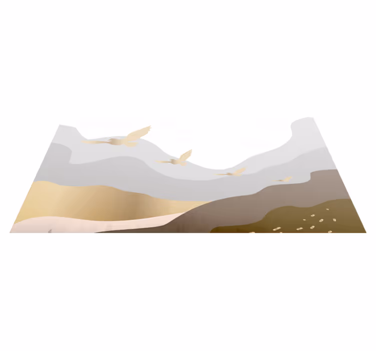 Gullfugler i tåken vinyl teppe moderne - Tenstickers