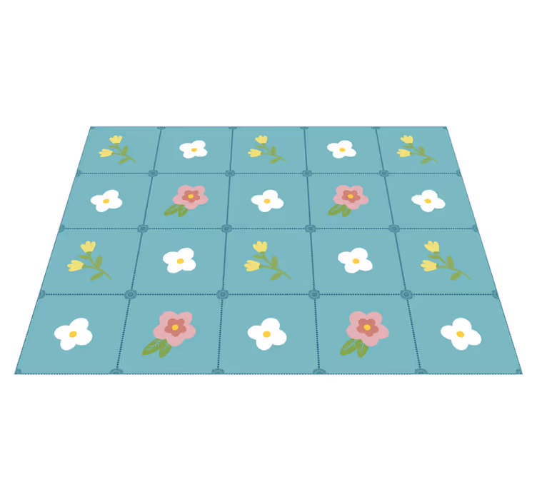 Blomstret flisemønster blomst vinyltepper - Tenstickers