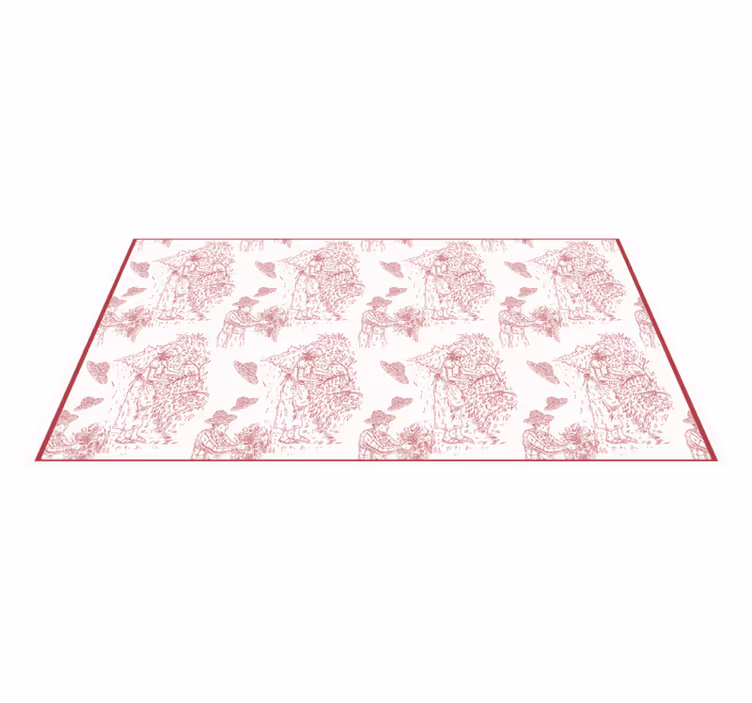 Pastoral Scene Toile Pattern vintage vinylteppe - Tenstickers