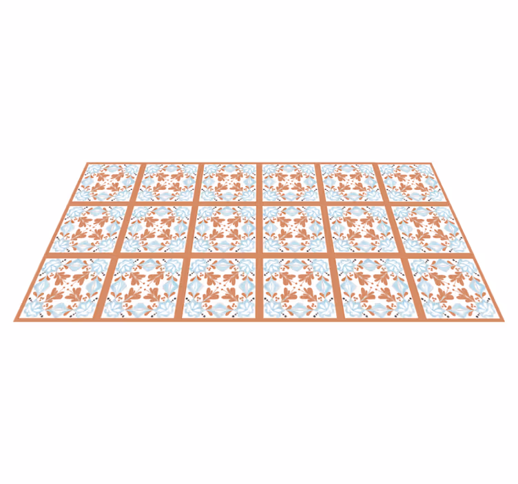 Floral middelhavsfliser vinyl teppe hydraulisk - Tenstickers