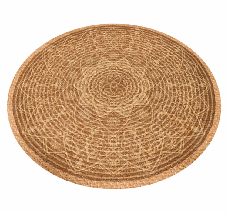 Elegant brunt mønster vinyl teppe mandala - Tenstickers