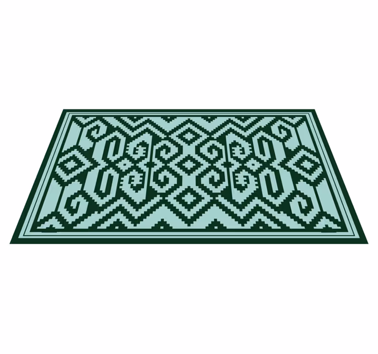 Grønne geometriske mønstre vinyl teppe nordisk - Tenstickers