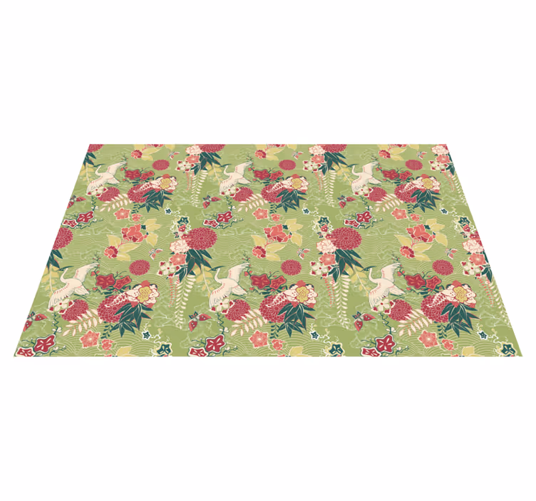 Orientalsk silke kinoserie blomst vinyltepper - Tenstickers