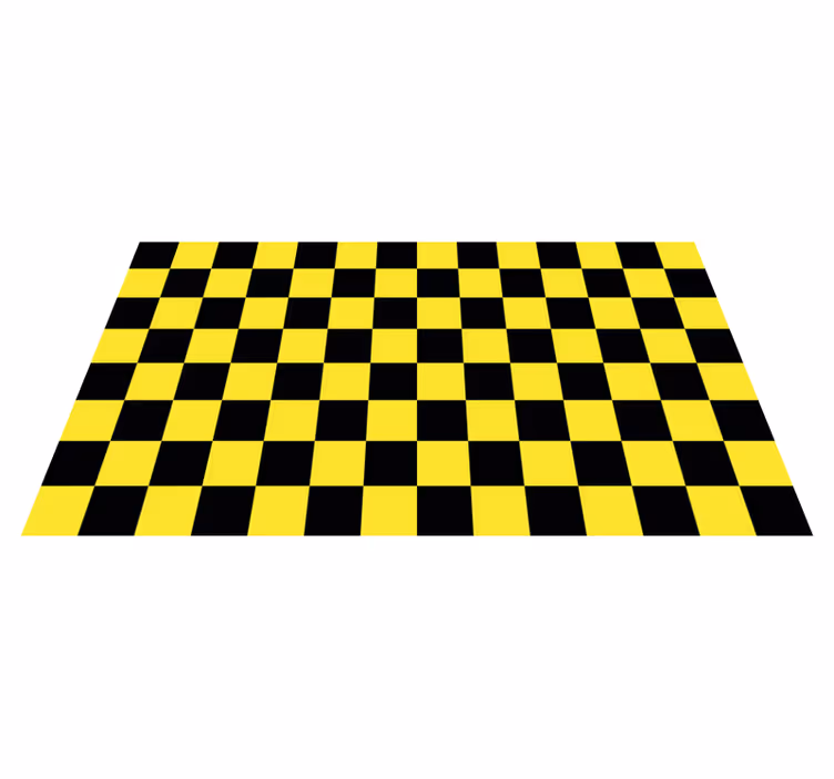 Gul og svart sjakkbrett geometriske vinyl teppe - Tenstickers