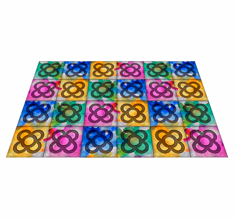 Fargerike fliser vintage vinylteppe - Tenstickers